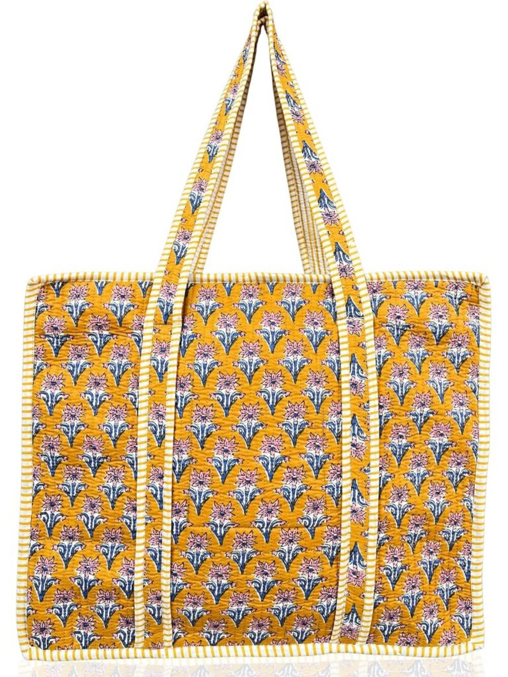 100% Cotton Quilted Tote Bag For Women, 18x16 Large Beach Bag With Zipper